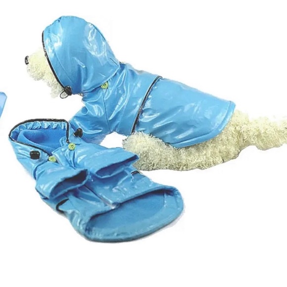 Pet Life DOG 🐩 Baby Blue PVC Waterproof Adjustable Pet Raincoat Size Medium NWT - Picture 2 of 15